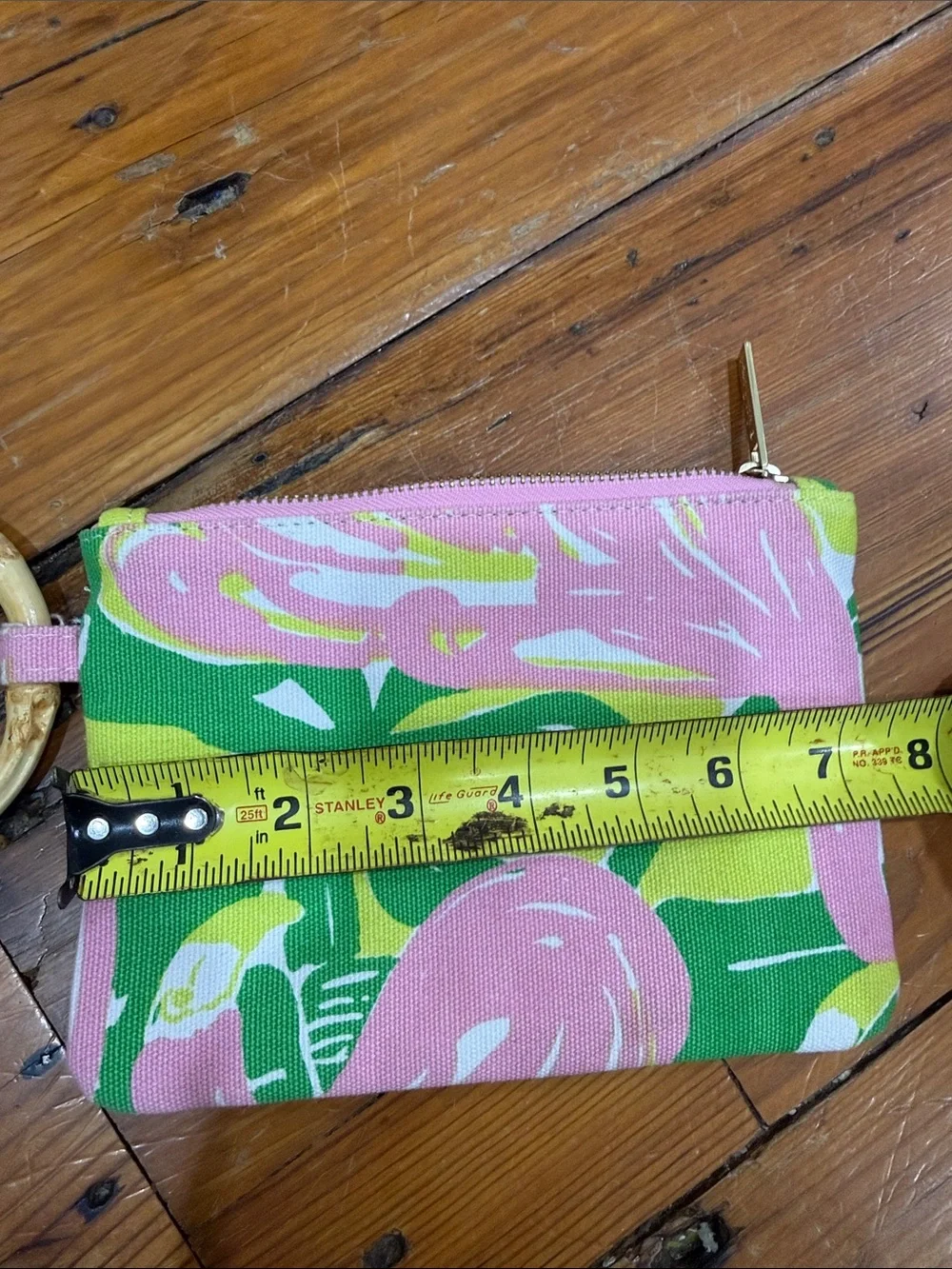 Lilly Pulitzer Tropical Floral wristlet clutch purse Organizer w/ arm ring 7x5